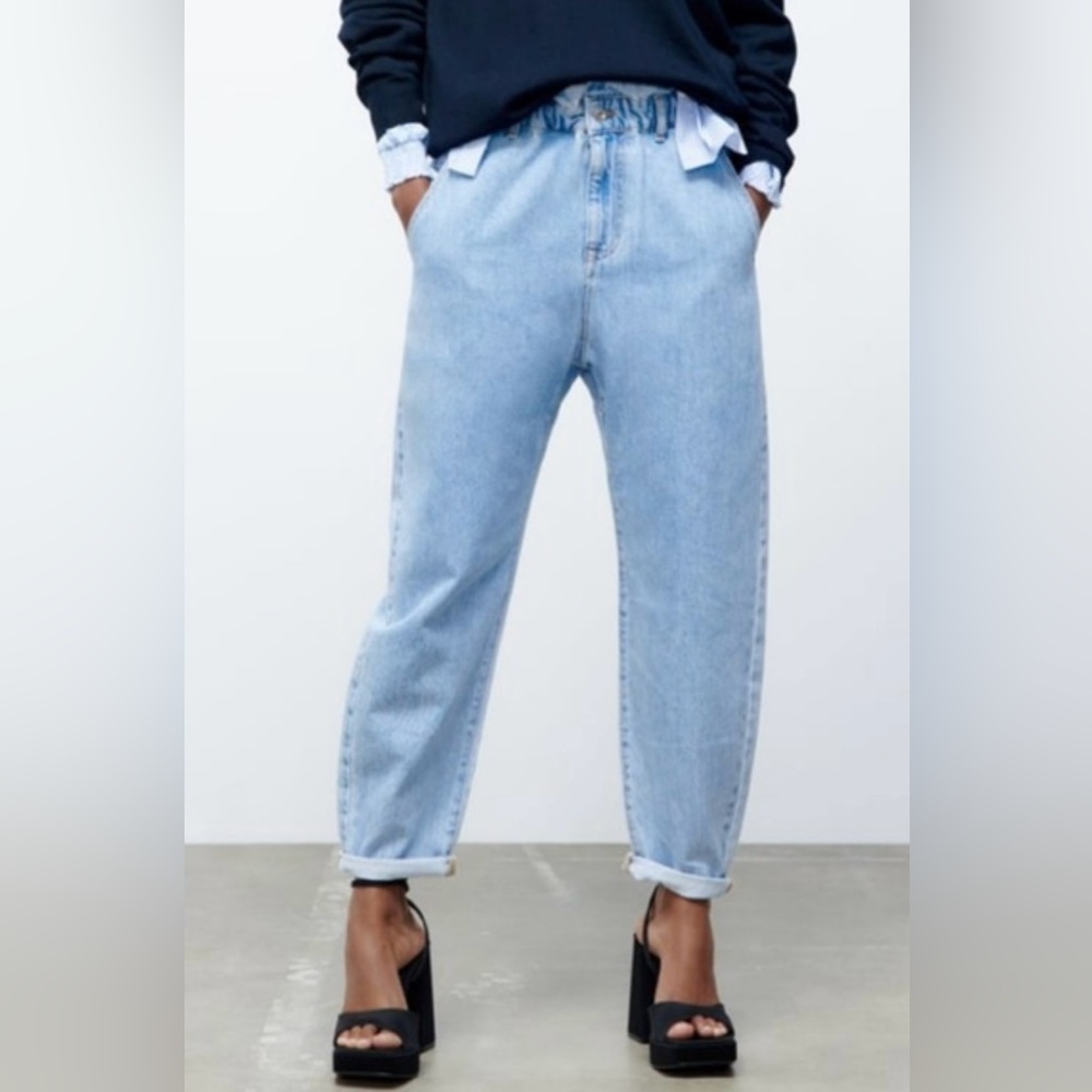 Zara High Waist Paperbag Jeans - Picture 2 of 14